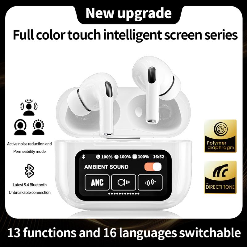 Touch Screen Noise-Cancelling Bluetooth Earphone for iPhone & Android