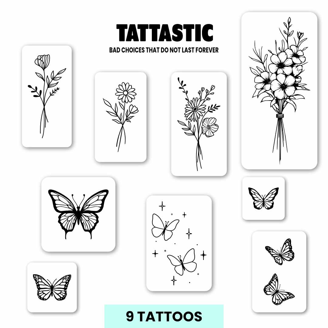 Butterflies & Flowers Tattoo Bundle