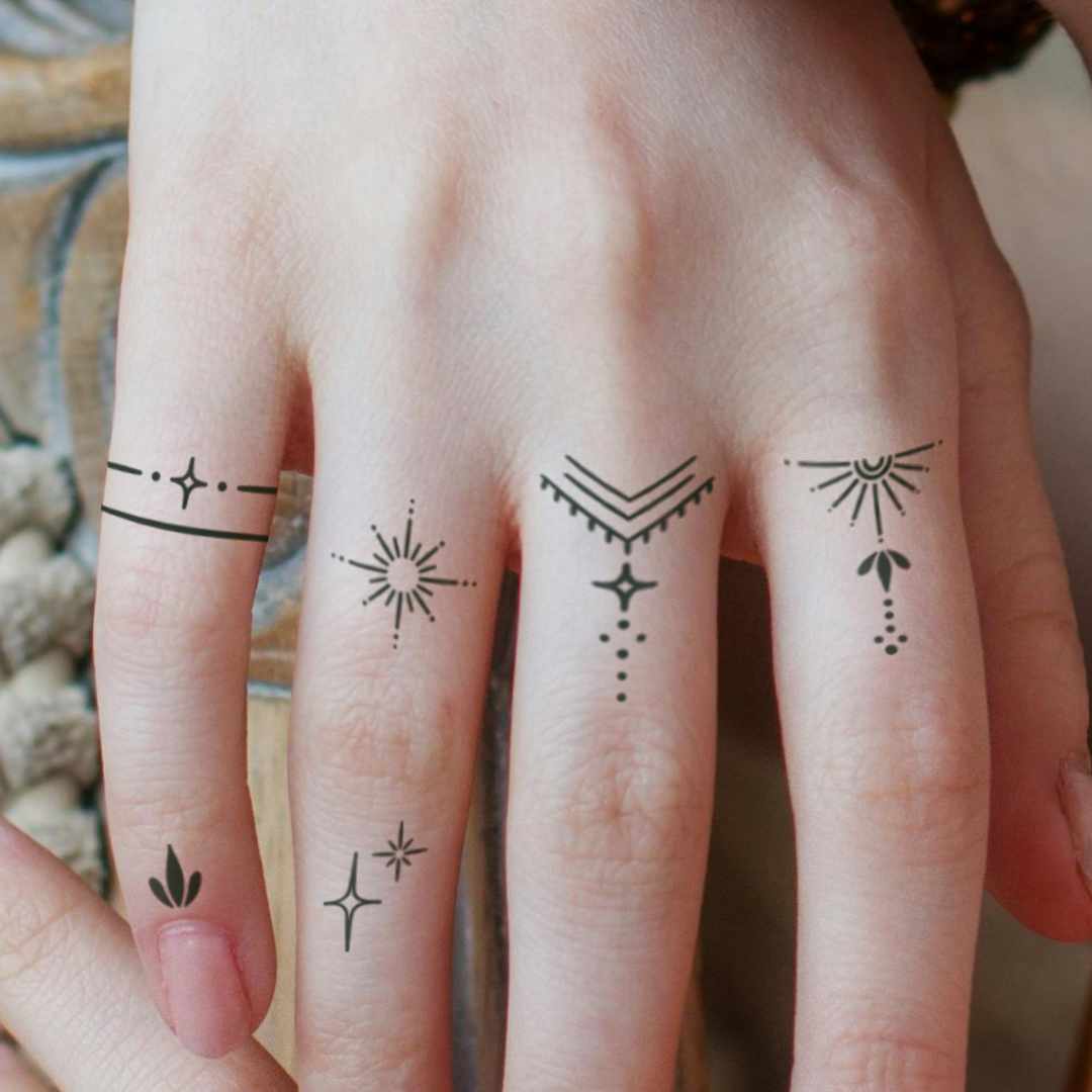 Ornament Finger Tattoos