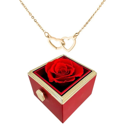 🌹Floraison d'amour sans fin: Collier double cœur personnalisé avec étreinte de rose éternelle🌹