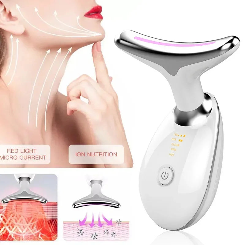 Dispositivo de beleza facial antirrugas - massageador reafirmante e lifting com fótons LED e terapia de microcorrentes