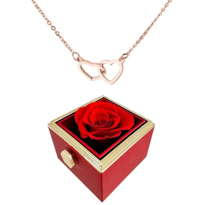 🌹Floraison d'amour sans fin: Collier double cœur personnalisé avec étreinte de rose éternelle🌹