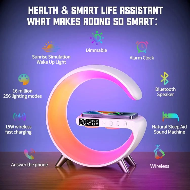 Sonivale™ - All-in-One Bluetooth Speaker with Colorful Lights and Wireless Charging